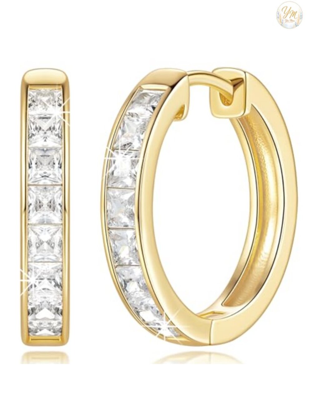14K Gold Plated Huggie Hoop Earrings for Women Cubic Zirconia